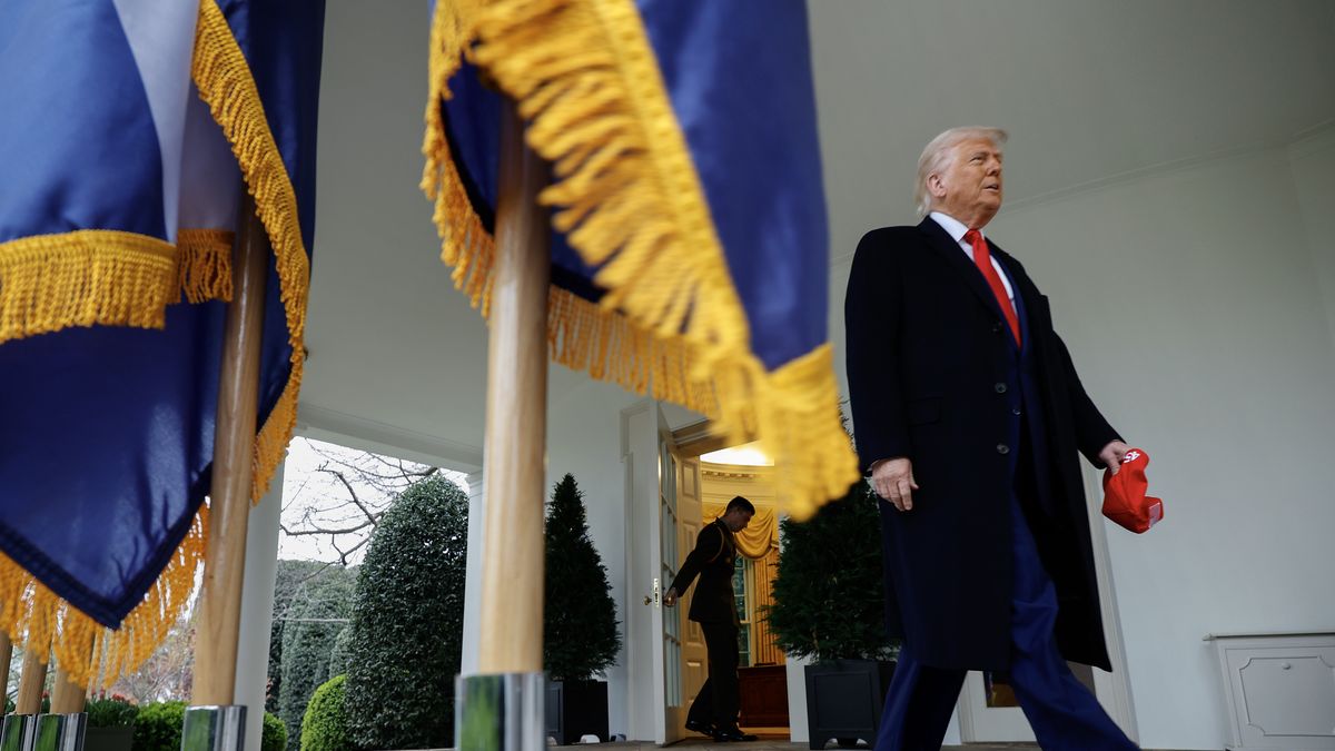 WASHINGTON, DC - APRIL 02: U.S. President Donald Trump walks along the Rose Garden colonade as he arrives for a “Make America Wealthy Again” event in the Rose Garden at the White House on April 2, 2025 in Washington, DC. Touting the event as “Liberation Day," Trump  announce additional tariffs targeting goods imported to the U.S. (Photo by Chip Somodevilla/Getty Images)