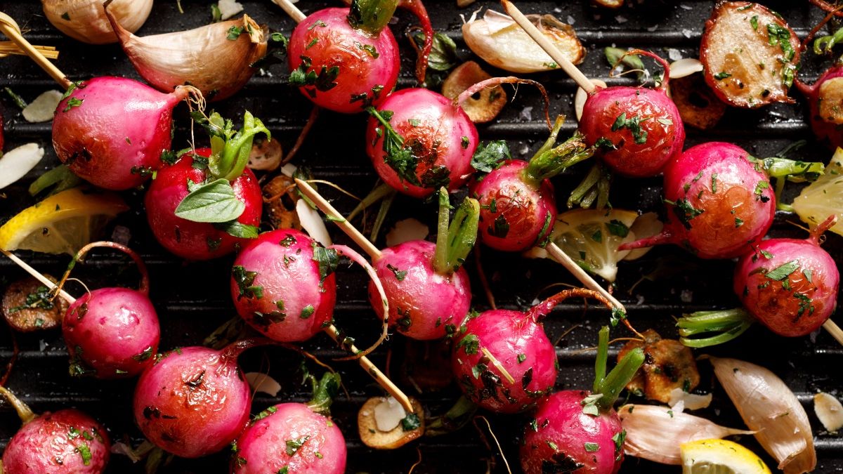 Szaszłyki z grillowanej rzodkiewki