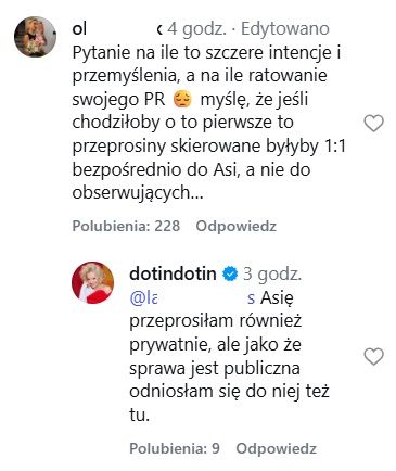 Komentarz Doroty Szelągowskiej na Instagramie
