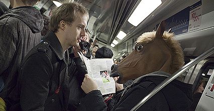 Ten koń jedzie metrem bez spodni!