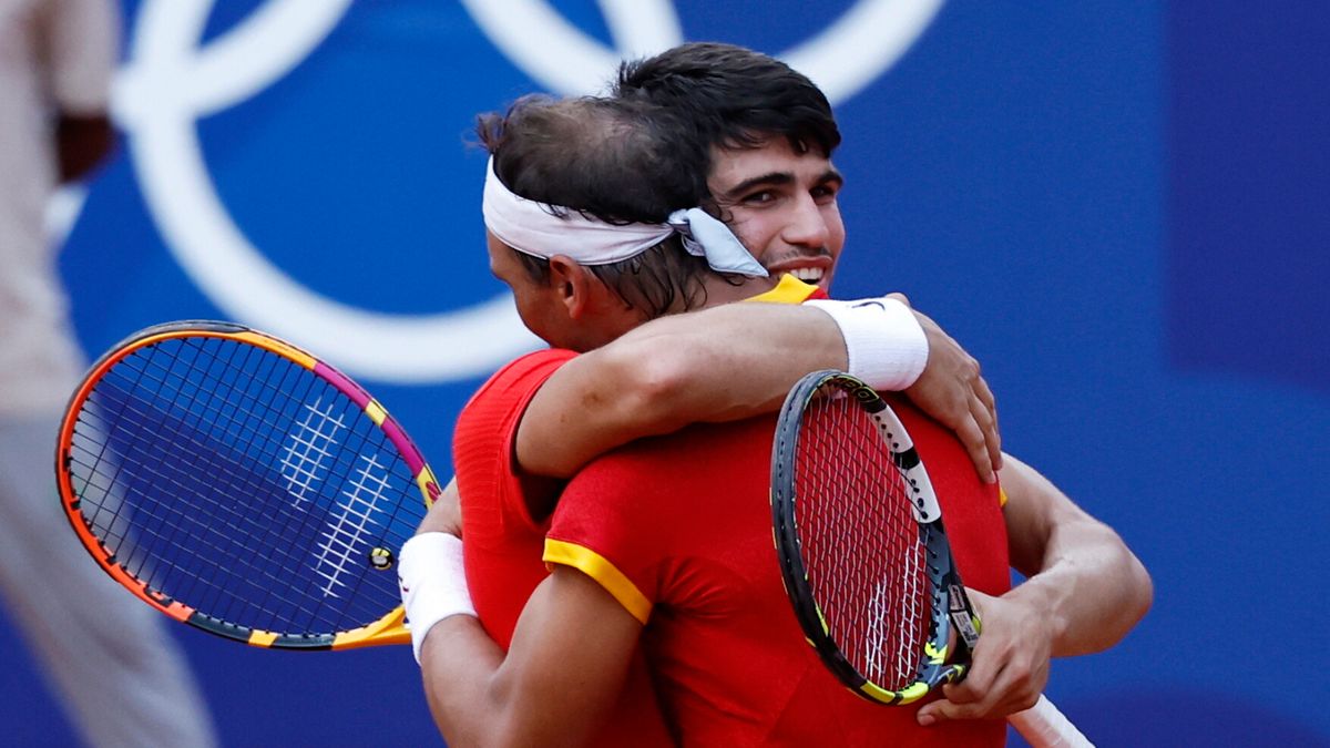 PAP/EPA / Ritchie B. Tongo / Carlos Alcaraz i Rafael Nadal w igrzyskach olimpijskich Paryż 2024