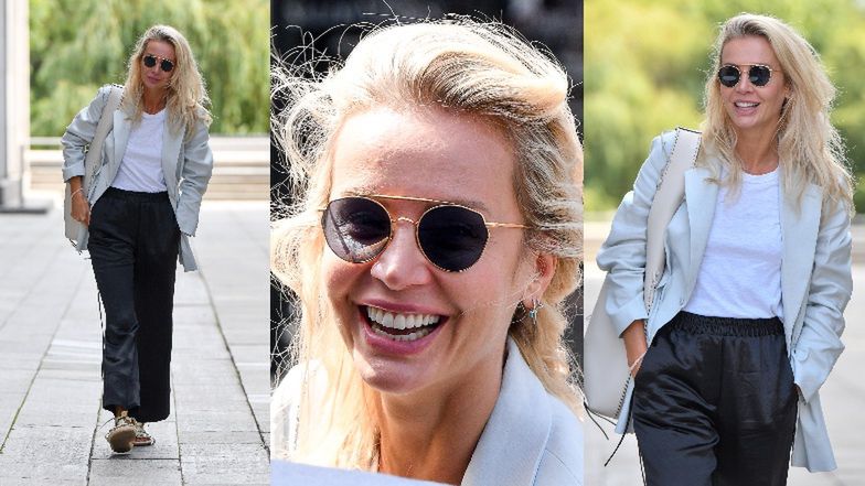 Pogodna Agnieszka Woźniak-Starak prezentuje minimalistyczną stylizację