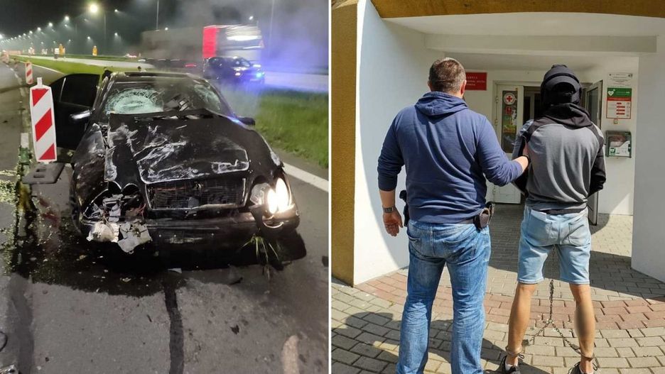 Potrącił policjanta i staranował szlaban na A4