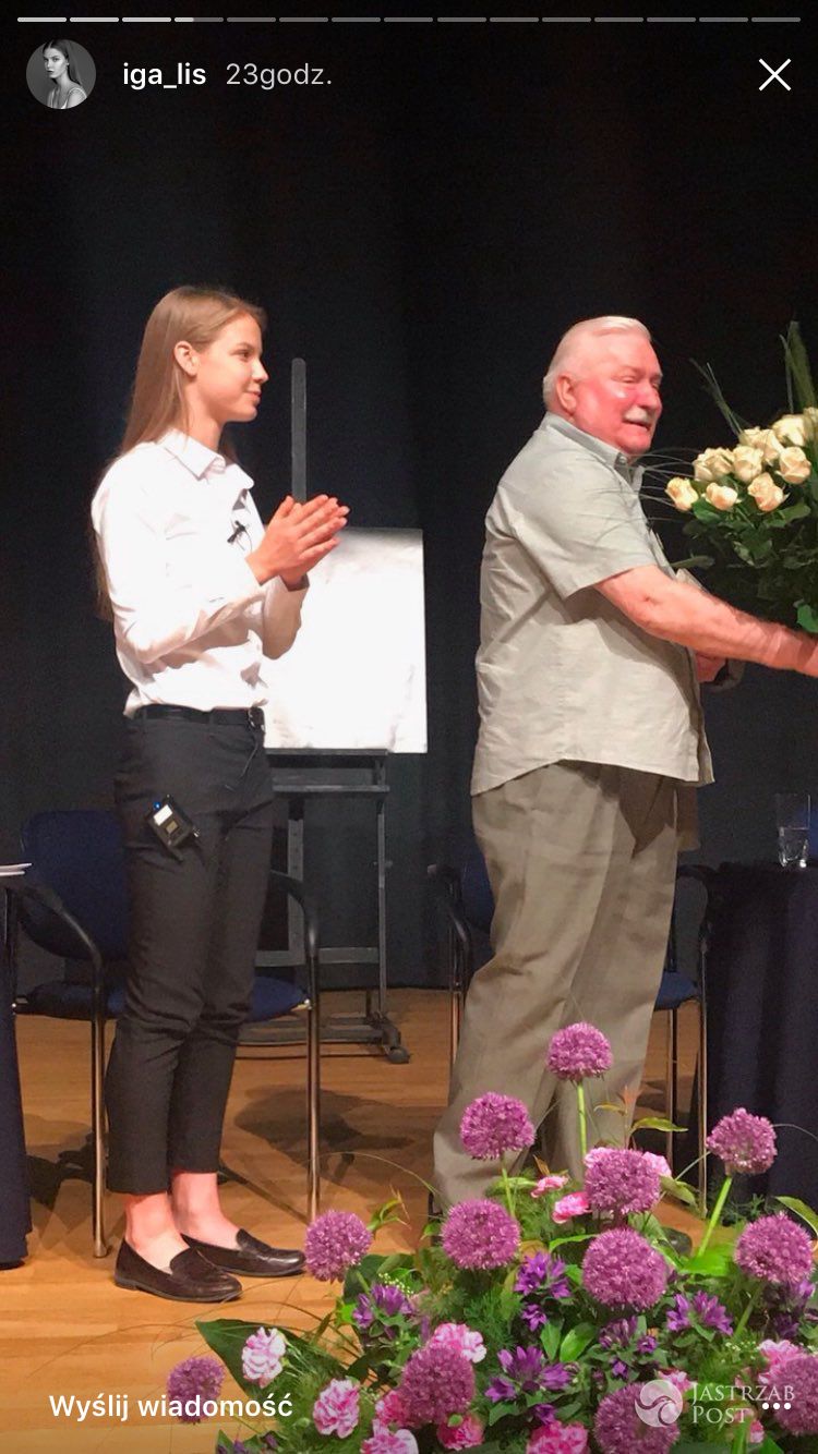 Lech Wałęsa z córką Kingi Rusin i Tomasza Lisa