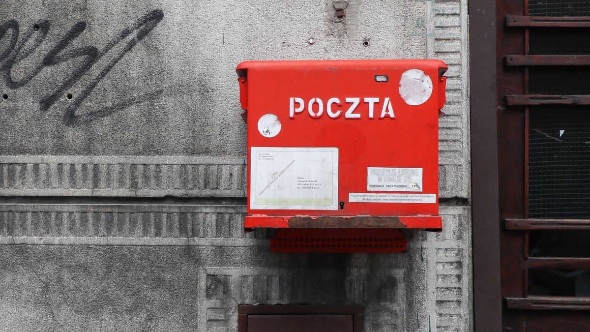 Poczta Polska mailbox in Krakow, Poland on April 30, 2020.  A voting package leaked in the upcoming correspondence election with a full list of candidates for Presidential office and with name and surname statement on secret voting. Despite coronavirus pandemic, Poland's government plans to hold the presidential election on May 10 in the form of a correspondence vote. (Photo by Beata Zawrzel/NurPhoto via Getty Images)