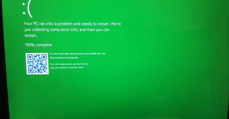 Zielony ekran śmierci - znak, że coś poszło nie tak w twoim testowym Windows 10