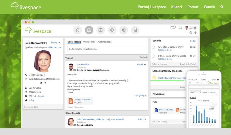 Livespace to polski narzędzie, które aktywnie wspomaga handlowców