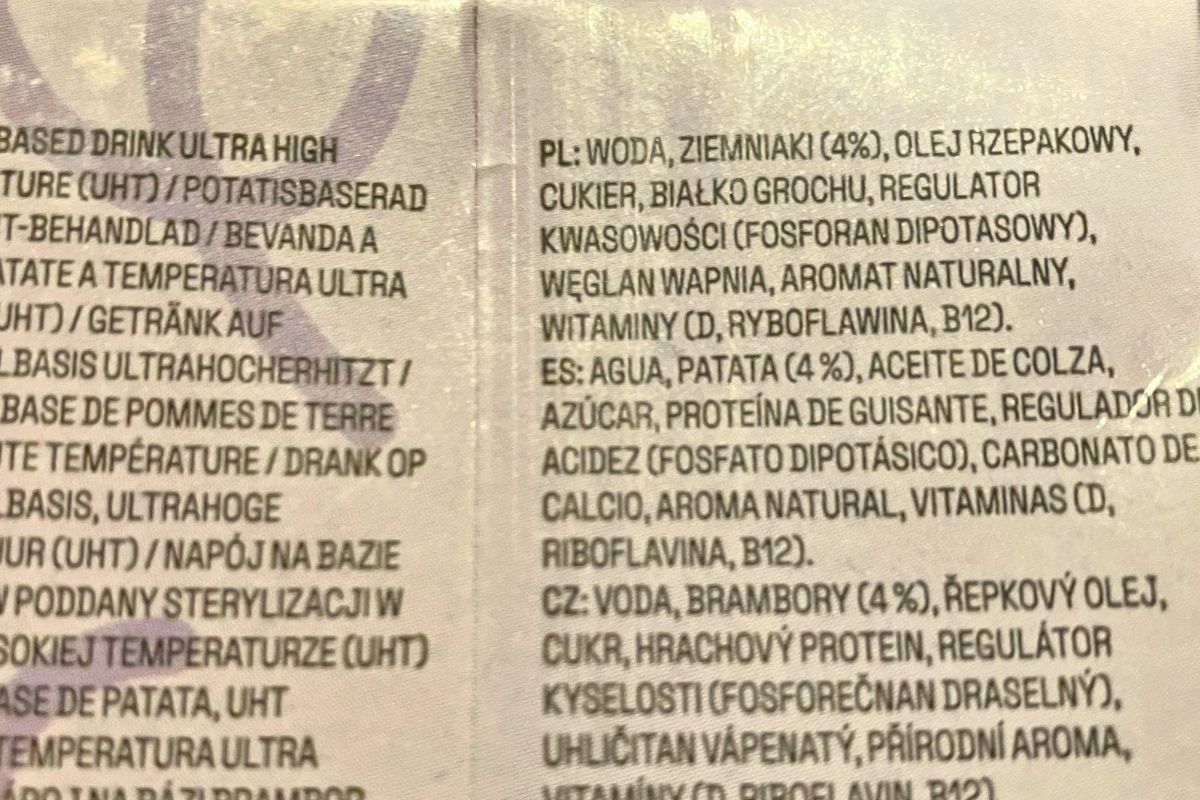 Skład mleka ziemniaczanego z Rossmanna