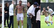 David Beckham prezentuje muskulaturę podczas rodzinnego meczu piłki nożnej na opustoszałym stadionie w Miami (ZDJĘCIA)
