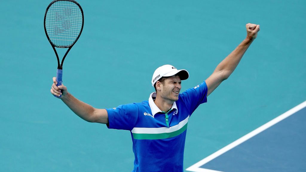 Hubert Hurkacz cieszy się ze zwycięstwa w Miami Open 2021