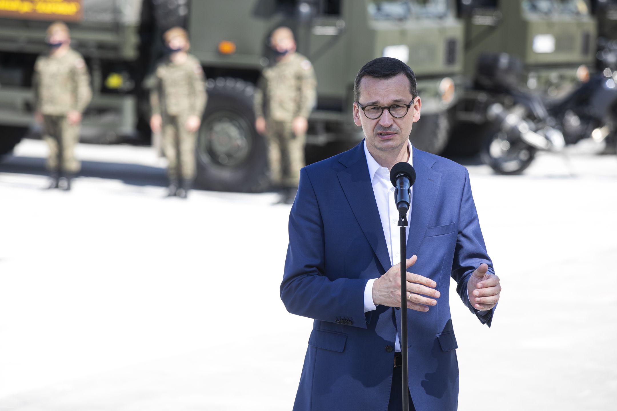 01.07.2020. Chelm. Wizyta Mateusza Morawieckiego w 24. Batalionie Lekkiej Piechoty 2 Lubelskiej Brygady Obrony Terytorialnej.  Jacek Szydlowski