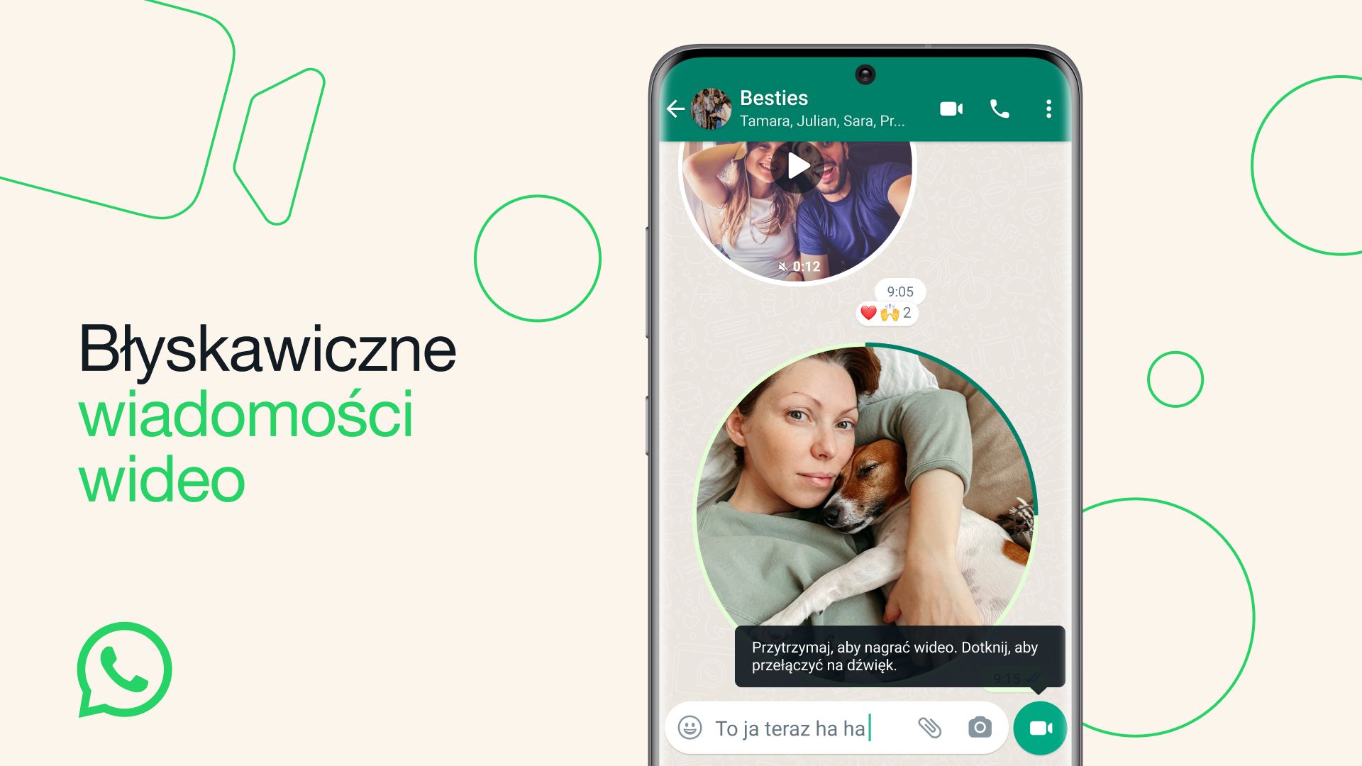 Wiadomości wideo na WhatsAppie