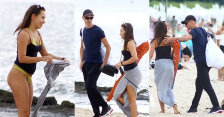 Rzadki widok: Piotr Żyła i młodsza o 11 lat Marcelina Ziętek relaksują się na plaży w Sopocie (ZDJĘCIA)