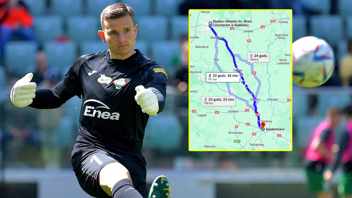 PAP / Sebastian Borowski / Na zdjęciu: Gabriel Kobylak, w ramce: trasa, którą zamierza pokonać kibic