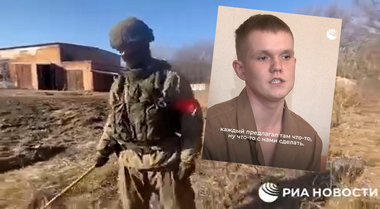 RIA Nowosti pokazała "dzielnych" saperów i młodych żołnierzy "torturowanych" przez Ukraińców