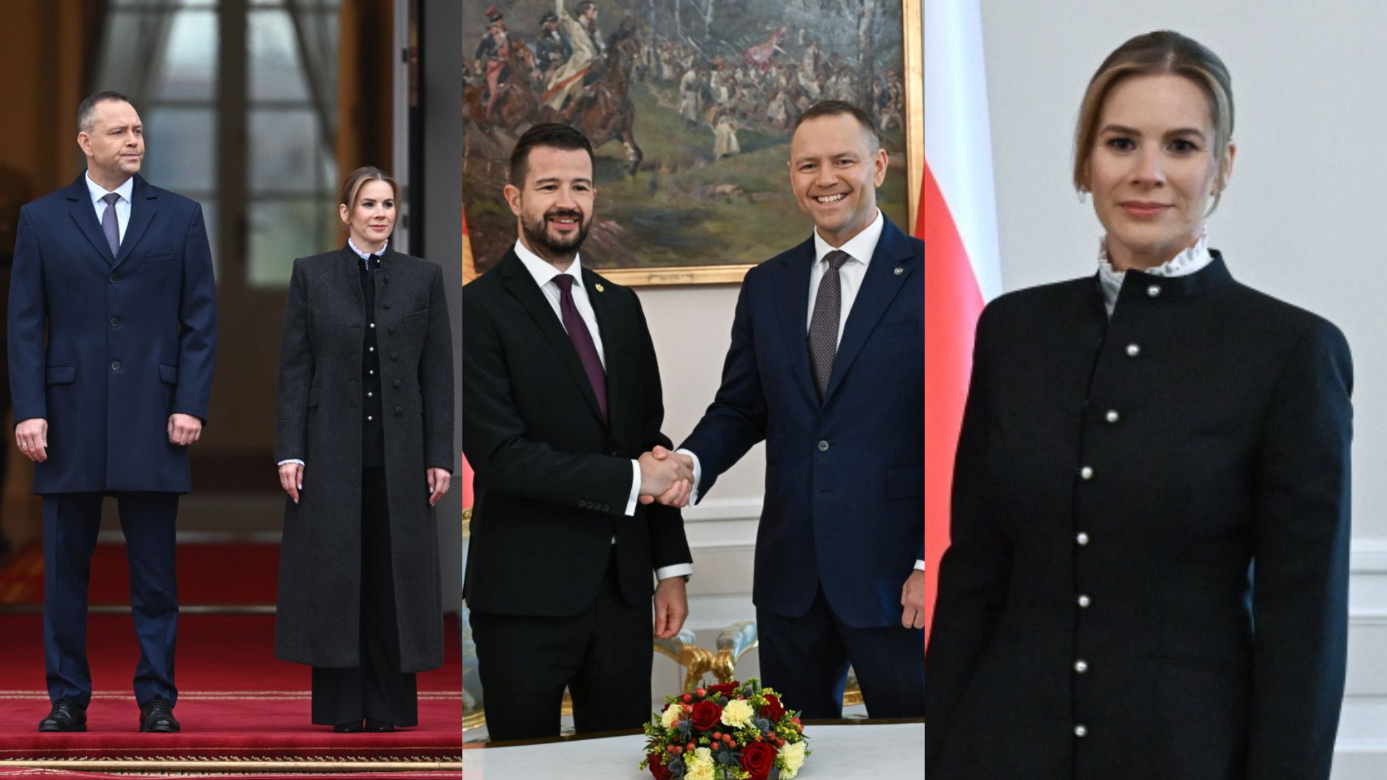 Karol i Marta Nawroccy witają parę prezydencką z Czarnogóry