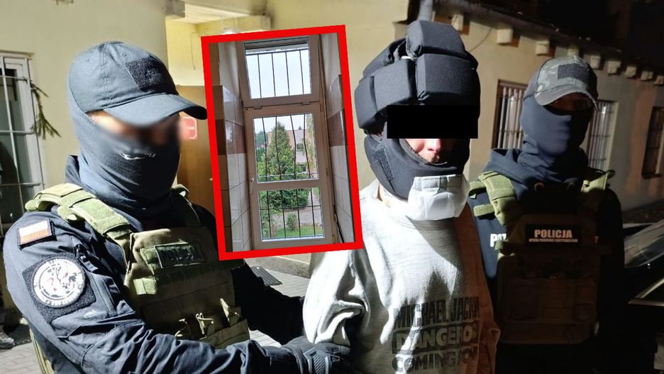 Bartłomiej B. po zatrzymaniu przez policję. Ze szpitala uciekł 