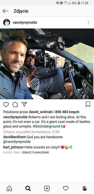 David Beckham komentuje zdjęcie Ryana Reynoldsa