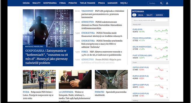Money.pl z nową stroną główną, zmieniono układ działów i grafiki
