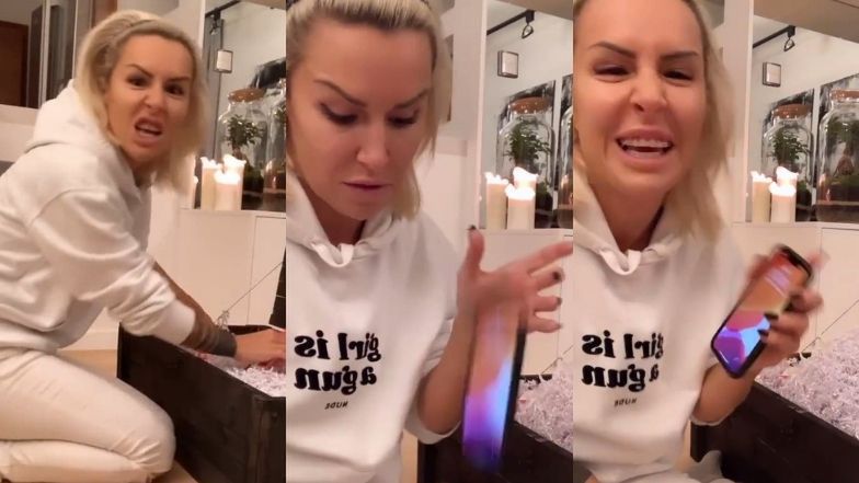 Blanka Lipińska testuje wytrzymałość etui na telefon, rzucając nim o podłogę