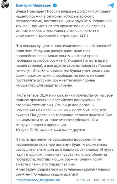 Medvedev threatens with Russian weapons