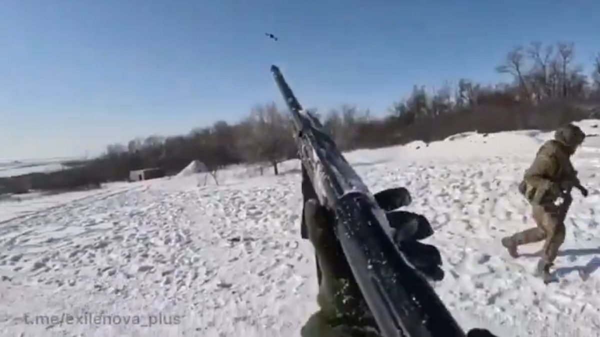 Rosyjscy żołnierze podczas treningu antydronowego. 