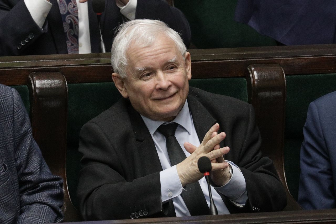 Jarosław Kaczyński podczas posiedzenia w Sejmie. Maj 2022 r.