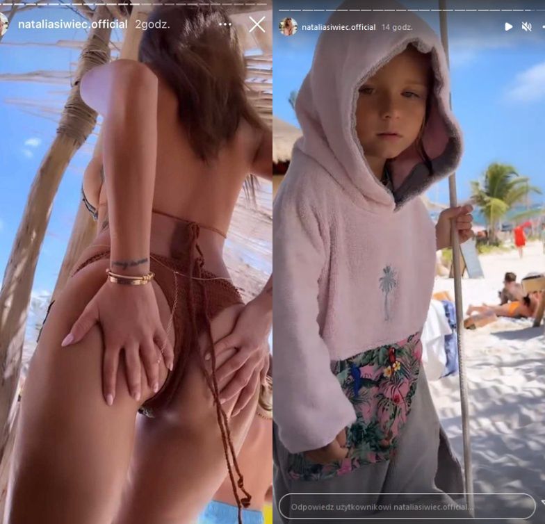 Natalia Siwiec na plaży z rodziną