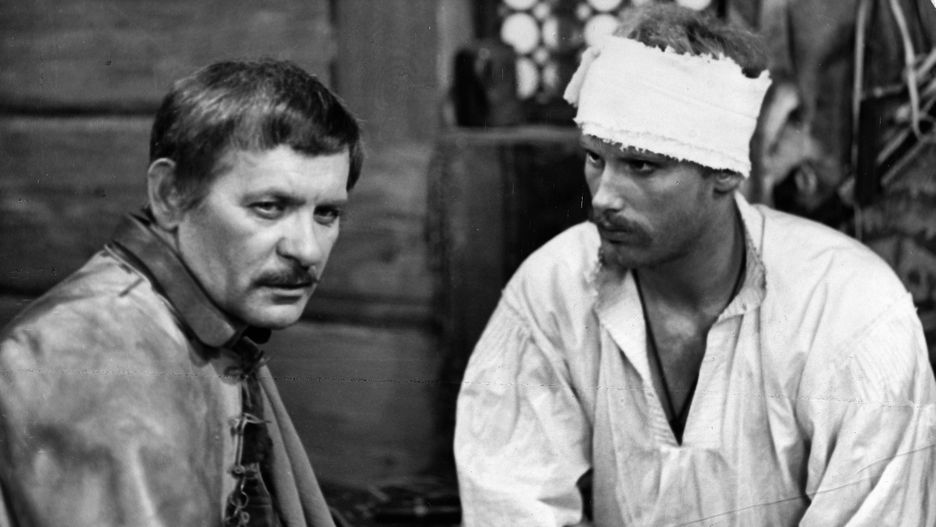 Kadr z filmu "Potop" w reżyserii Jerzego Hoffmana, Tadeusz Łomnicki, Daniel Olbrychski