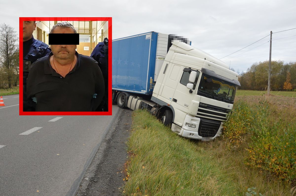 Dorohusk: Pijany kierował ciężarówką. Wjechał do rowu