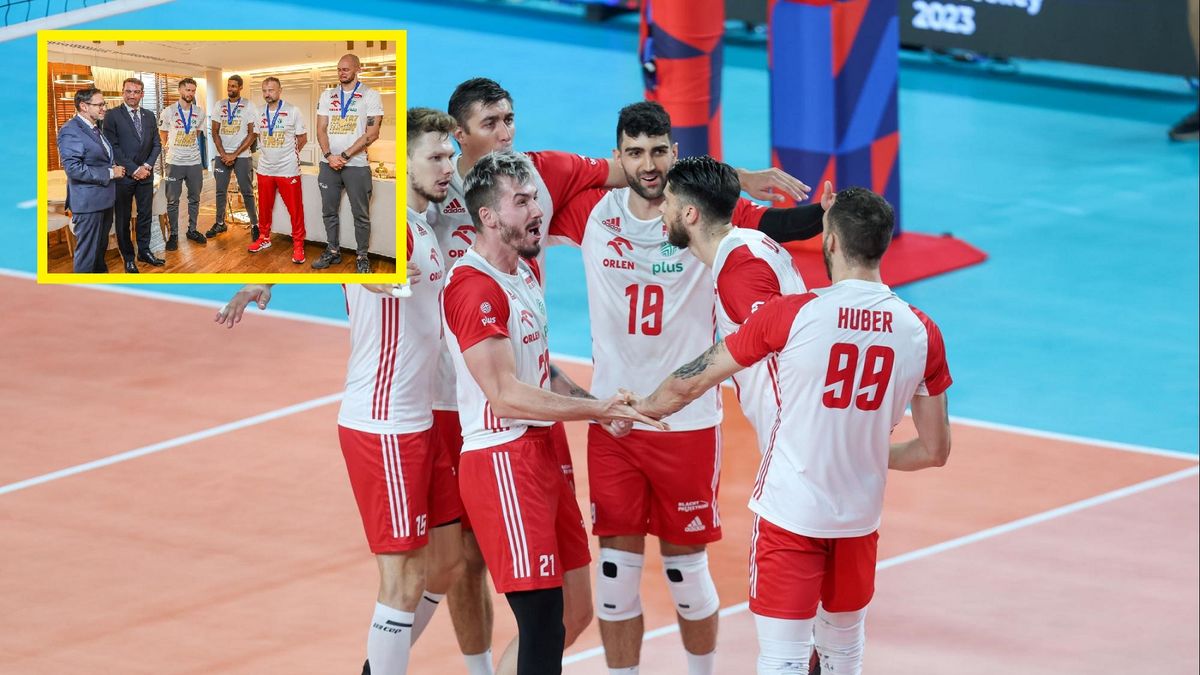Na zdjęciu: polscy siatkarze, w ramce z Danielem Obajtkiem