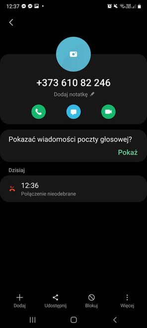 Nieodebrane połączenie zza granicy