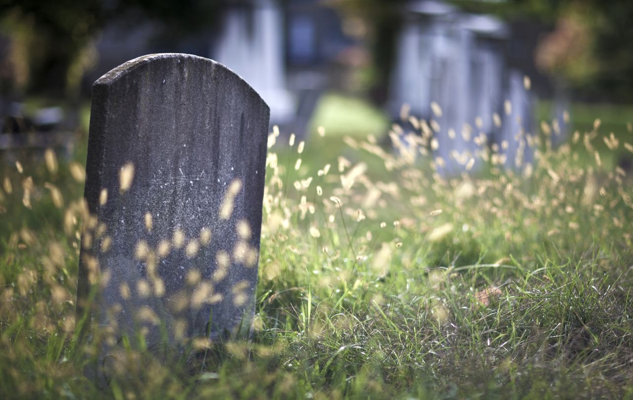 Zmodyfikowane zdjęcie Tombstone and graves in an ancient church graveyard