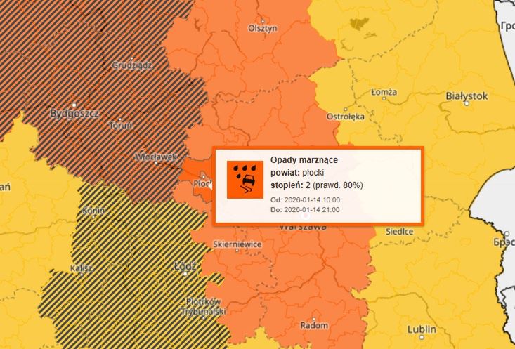 Będzie ślisko. Ostrzeżenia drugiego stopnia!