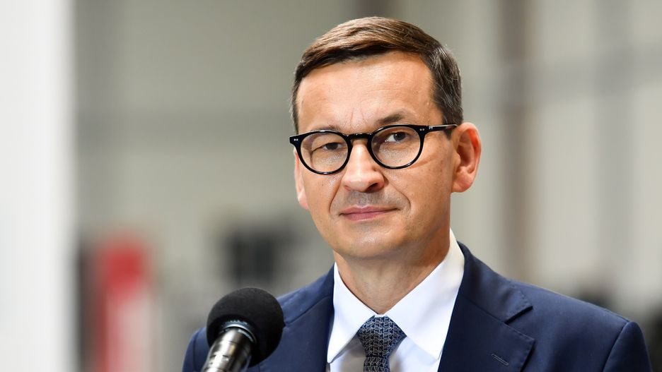 WIELOGLOWY, POLAND - 2021/07/29: Prime Minister Mateusz Morawiecki visits the Wisniowski factory in the village of Wieloglowy in the nearby town of Nowy Sacz. (Photo by Alex Bona/SOPA Images/LightRocket via Getty Images)