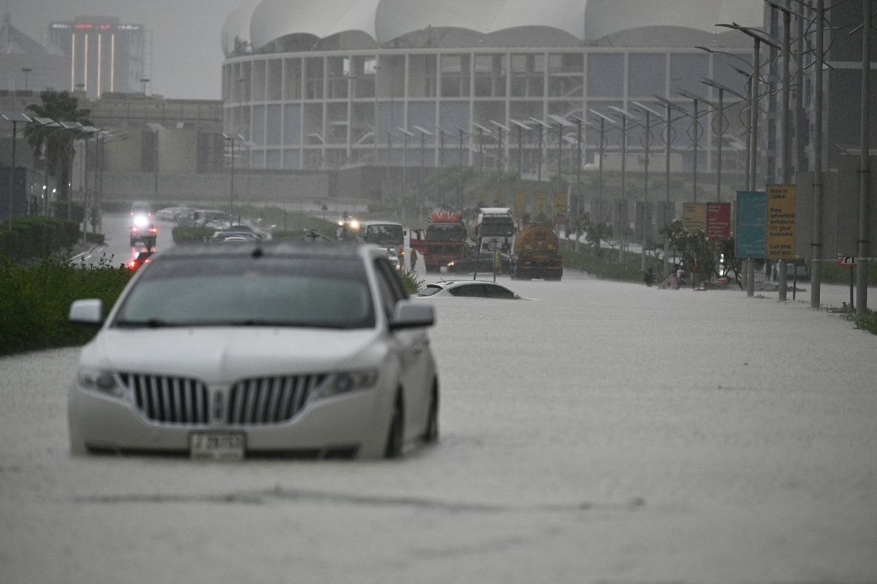 Rainfall caused a huge flash flood in Dubai.