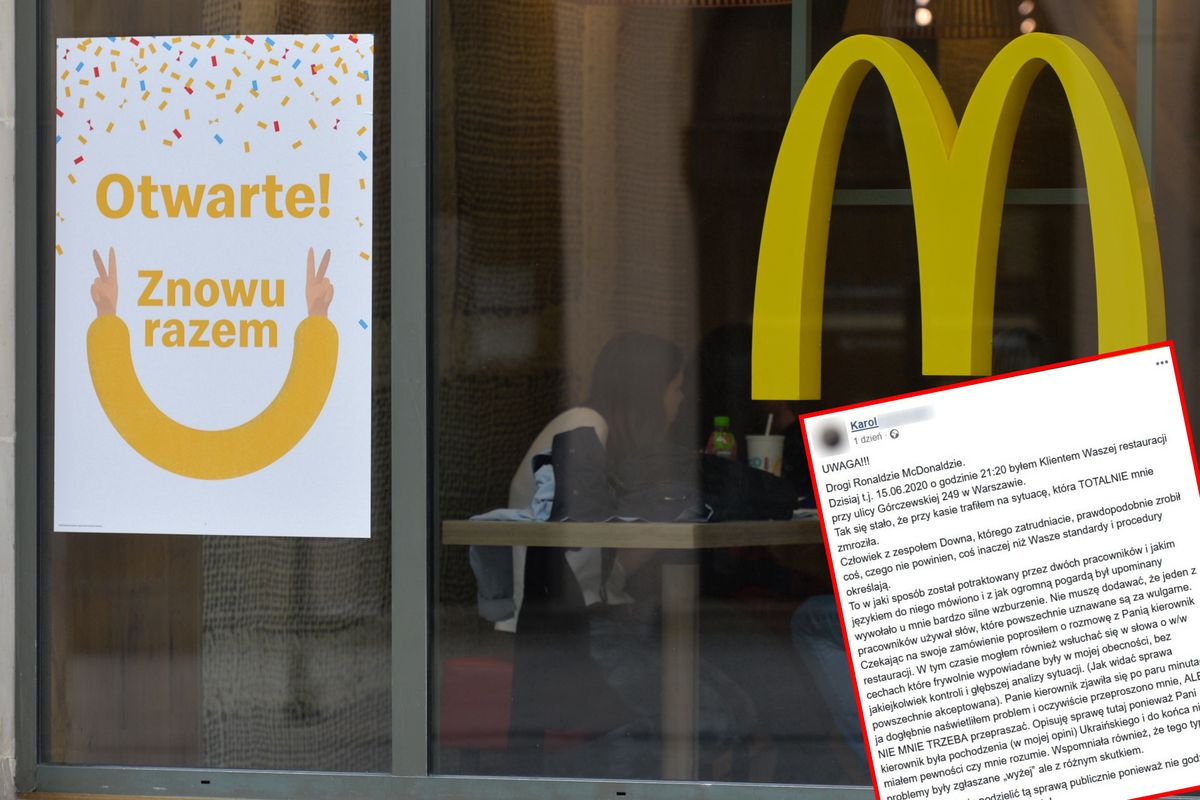 Klient McDonald's stanął w obronie niepełnosprawnego pracownika. Sieć: "Zdarzenie nie powinno mieć miejsca"