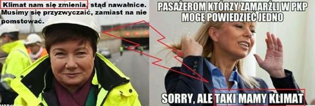 "Sorry, taki mamy klimat". Bieńkowska i zamarznięte pociągi w memach 9