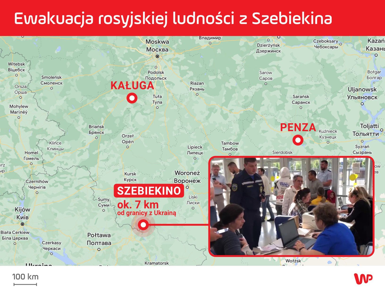 Rosja. Ewakuacja mieszkańców miasta Szebiekino do tymczasowych kwater z dala od Ukrainy