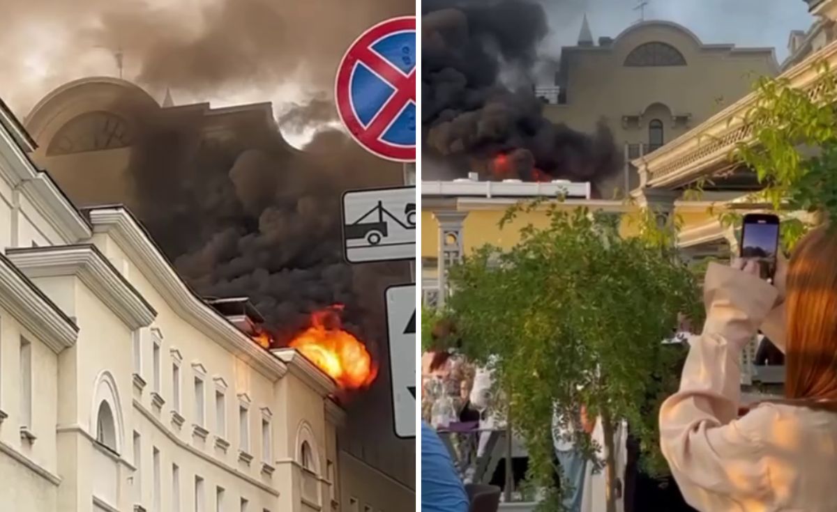 Paliło się w restauracji Puszkin w centrum Moskwy. Pożar wzbudził ogromne zainteresowanie gapiów