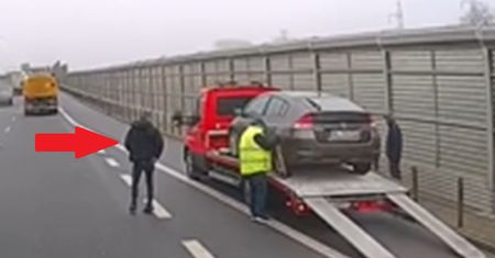 Nagranie z trasy S2. Prawie wpadł pod ciężarówkę