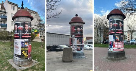 Plakaty Sławomira Mentzena umieszczone bez zgody na słupach ogłoszeniowych Płockiego Ośrodka Kultury i Sztuki