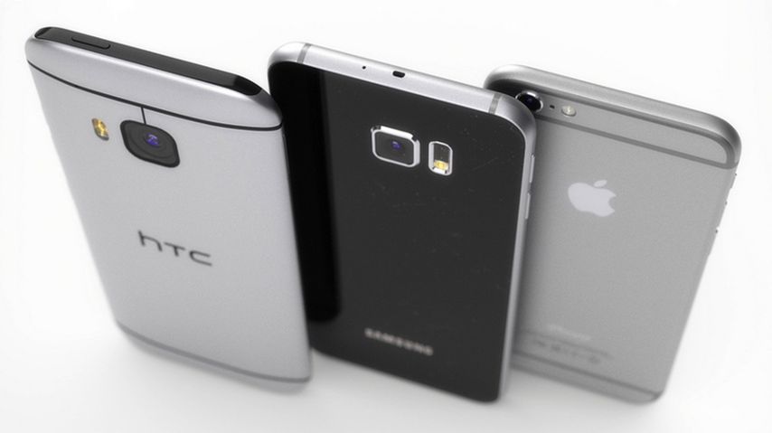 HTC One (M9), Galaxy S6 i iPhone 6 - render