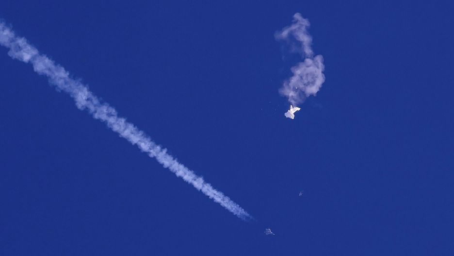Temporary
In this photo provided by Chad Fish, the remnants of a large balloon drift above the Atlantic Ocean, just off the coast of South Carolina, with a fighter jet and its contrail seen below it, Feb. 4, 2023. China on Thursday, Feb. 9, 2023, said U.S. accusations that a downed Chinese balloon was part of an extensive surveillance program amount to ?information warfare against China.? (Chad Fish via AP, File)
Chad Fish