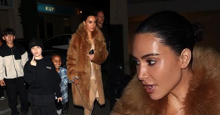 Kim Kardashian z dziećmi i siostrzeńcem na mieście. 10-letni syn Kourtney pozdrowił paparazzi ŚRODKOWYM PALCEM. Miło?