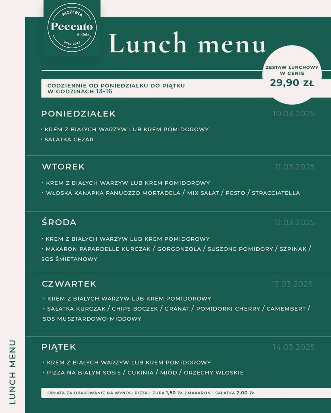 Peccato di Gola Koralowa lunch 10-14 marca 2025 r.