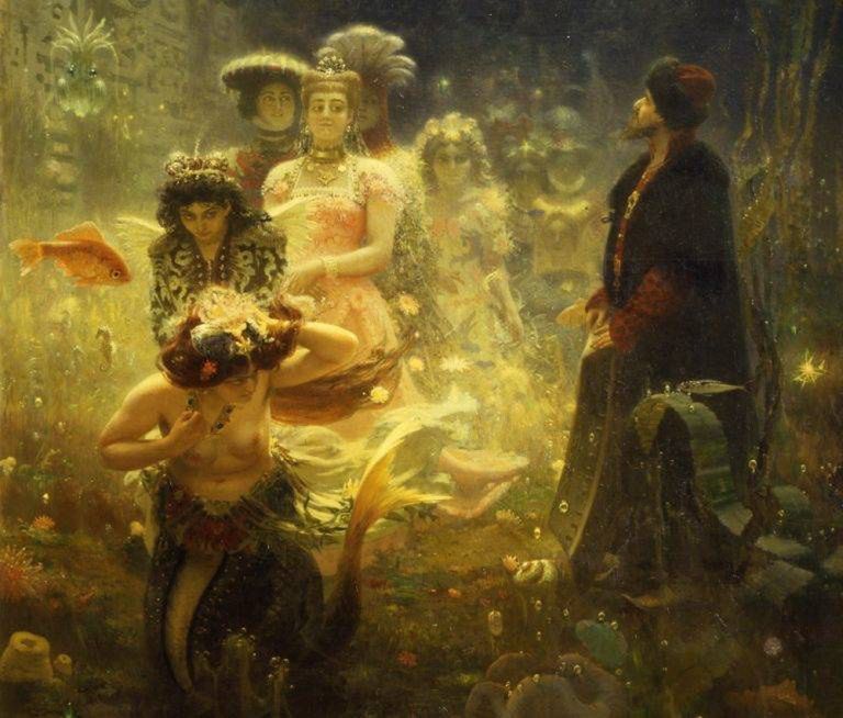 W mitologii słowiańskiej znany jest też opis powstania ludzkiego świata (Ziemi) z wody  pierwotnego oceanu.