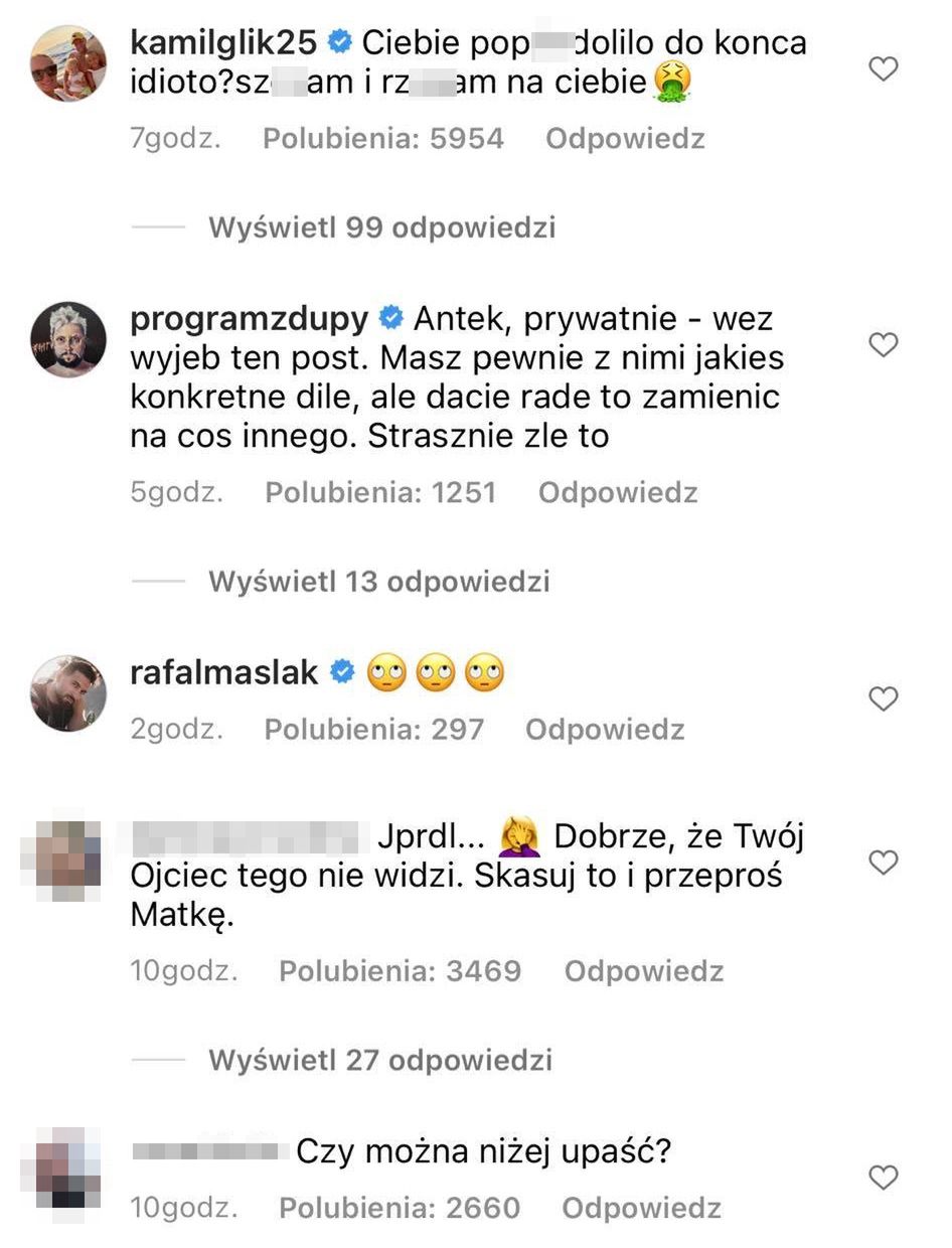 Komentarze na profilu Antka Królikowskiego