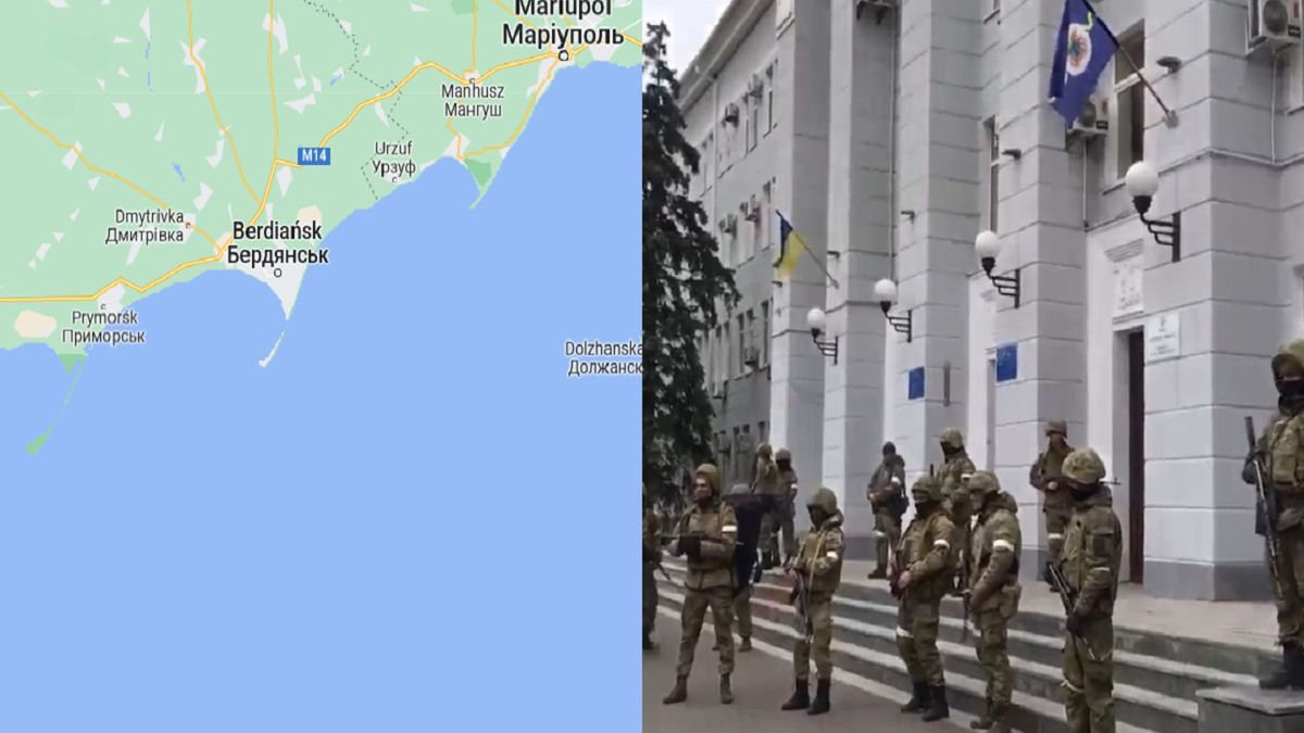 Berdiańsk nad Morzem Azowskim, Ukraińcy protestują i krzyczą do żołnierzy rosyjskich: "Wynocha!"