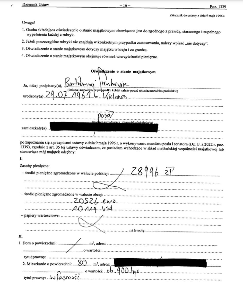 Oświadczenie majątkowe ministra Bartłomieja Sienkiewicza